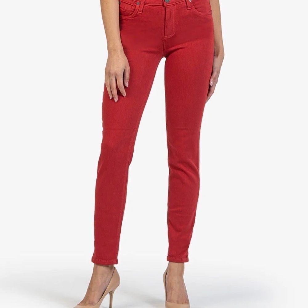 Kut From The Kloth Diana Pointsettia Red Skinny Jeans Sz 2